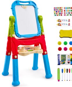 VEVOR 2-in-1 Bērnu Mākslas Molberts ar Regulējamu Augstumu un Rotējošu Magnētisko Tāfeli un Krīta Tāfeli (820mm/32.3in - 1080mm/42.5in)