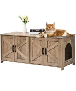 VEVOR Wooden Cat Litter Box Enclosure Furniture with Hidden Design