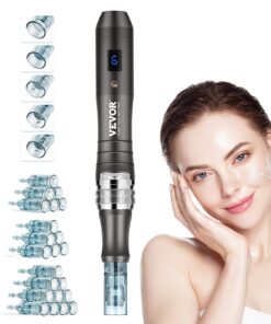 VEVOR 6-Speed Electric Microneedling Pen with Adjustable Needle Length (0-2.5 mm / 0-0.1 inch) and 22 Professional Cartridges