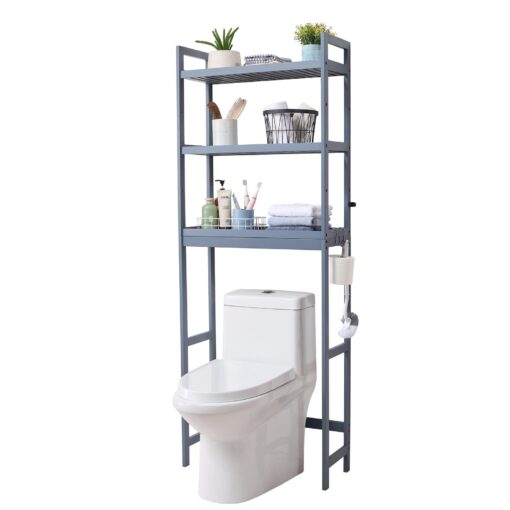 VEVOR 3 Tier Bamboo Over the Toilet Storage Rack with Adjustable Shelf
