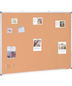 VEVOR Large Wall-Mounted Cork Bulletin Board – 122 x 91 cm (48 x 36 inches) High-Density Cork with Aluminum Frame and Accessories