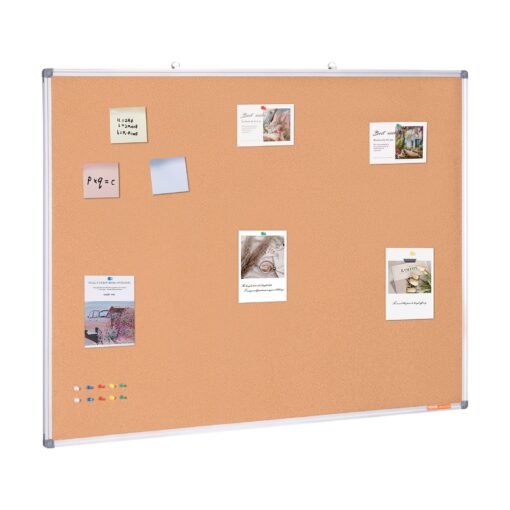 VEVOR Large Wall Mounted Cork Bulletin Board 122 x 91 cm 48 x 36 inches High Density Cork with Aluminum Frame and Accessories