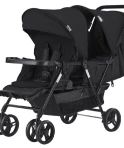 VEVOR Foldable Lightweight Double Stroller with Adjustable Handle and Shock-Absorbing Wheels