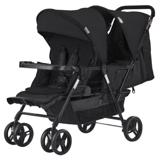 VEVOR Foldable Lightweight Double Stroller with Adjustable Handle and Shock Absorbing Wheels