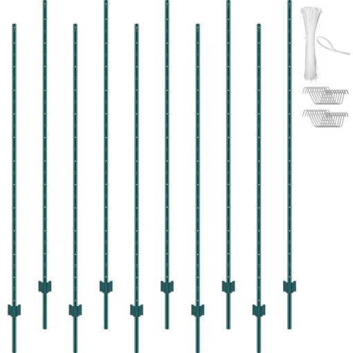 VEVOR 213 cm 7 Feet Heavy Duty Metal U Channel Fence Posts 10 Pack for Outdoor Gardening and Farms