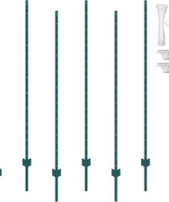 VEVOR Heavy Duty Metal Fence Posts 182.88 cm (6 Feet) 6 Pack with U-Channel Design for Outdoor Gardening and Farms