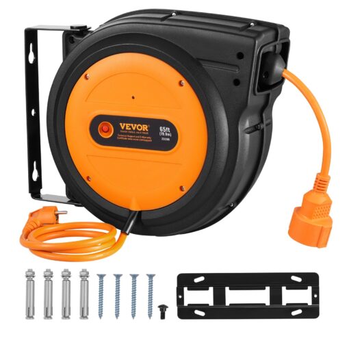 VEVOR Heavy Duty Retractable Extension Cord Reel with Overheat Protection