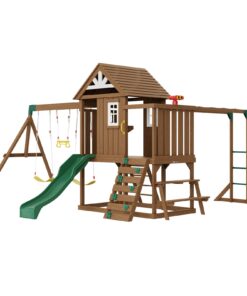 VEVOR 10-in-1 Wooden Swing Set with 1.8m (6ft) Slide