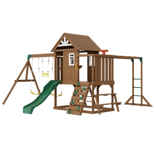 VEVOR 10 in 1 Wooden Swing Set with 18m 6ft Slide