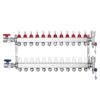 VEVOR 12 Branch Radiant Heat Manifold Set for 12 127 cm PEX Tubing with 1 254 cm G Threaded Valves and Temperature Gauges for Floor Heating Systems