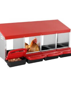 VEVOR 4-Compartment Galvanized Steel Chicken Nest Box with Ventilated Design and Inclined Egg Collection (Metric/Imperial)