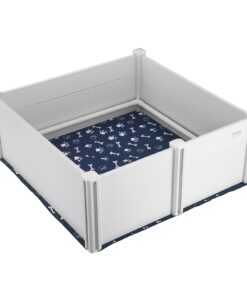 VEVOR Drošs suņu dzemdību kaste 122 x 122 x 46 cm (48 x 48 x 18.1 in) PVC ar drošības margām un urīna paliktni suņiem un kucēniem