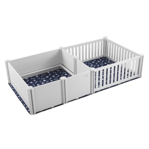 VEVOR Dual Room Dog Whelping Box 237 x 123 x 46cm 933 x 484 x 181in PVC with Safety Rails and Pee Pad