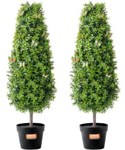 VEVOR 2 Pack 91 cm (36 in) Artificial Boxwood Topiary Trees - Realistic UV-Resistant Faux Plants for Indoor and Outdoor Decor
