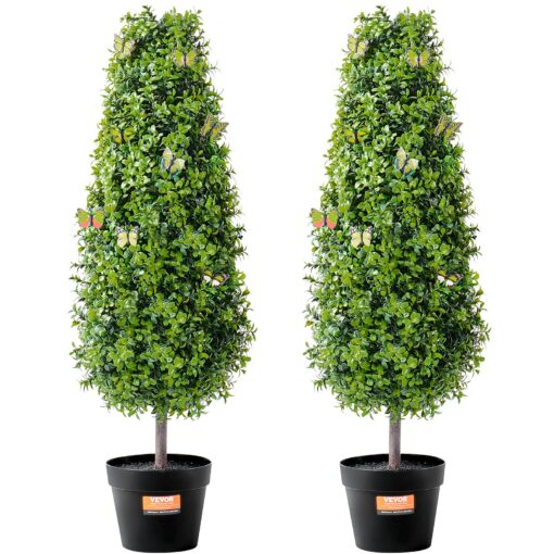 VEVOR 2 Pack 91 cm 36 in Artificial Boxwood Topiary Trees Realistic UV Resistant Faux Plants for Indoor and Outdoor Decor
