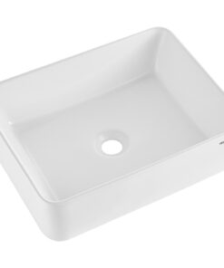 VEVOR Modern White Ceramic Vessel Sink 48.3x37.3 cm (19x14.7 in) Bathroom Vanity Bowl with Deep Splash Guard