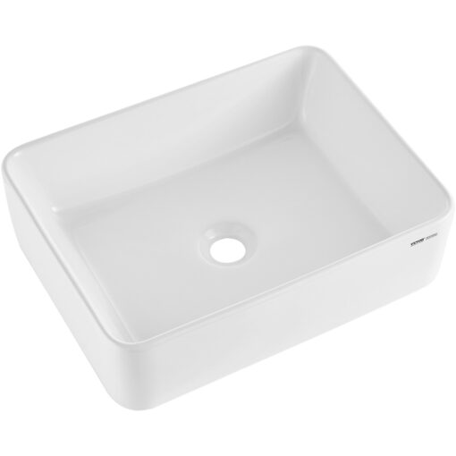 VEVOR Modern White Ceramic Vessel Sink 483x373 cm 19x147 in Bathroom Vanity Bowl with Deep Splash Guard