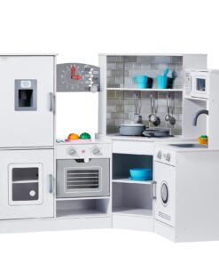 VEVOR Kids Wooden Kitchen Playset with Realistic Sounds and 24 Accessories