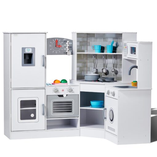 VEVOR Kids Wooden Kitchen Playset with Realistic Sounds and 24 Accessories