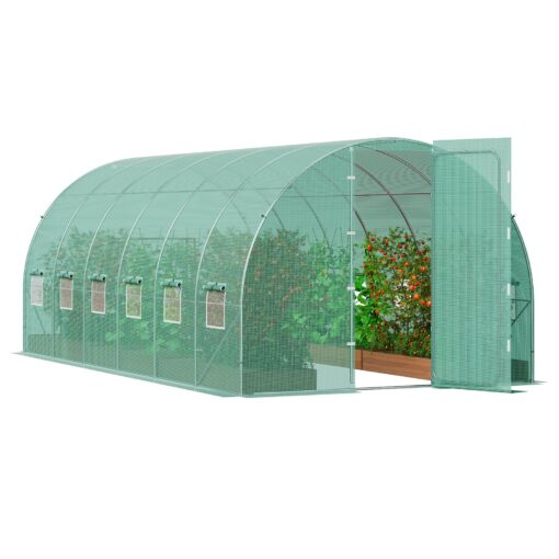 VEVOR Walk In Tunnel Greenhouse 59x295x225m 1936x968x738ft Heavy Duty Galvanized Frame with High Density PE Cover and Ventilation Windows