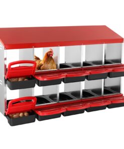 VEVOR 10-Compartment Galvanized Steel Chicken Nest Box with Inclined Design for Easy Egg Collection