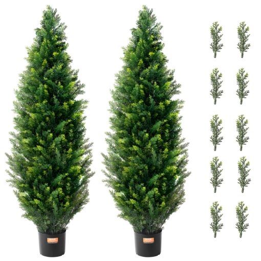 VEVOR 2 Pack 12m 48 inch Artificial Cedar Topiary Trees UV Resistant