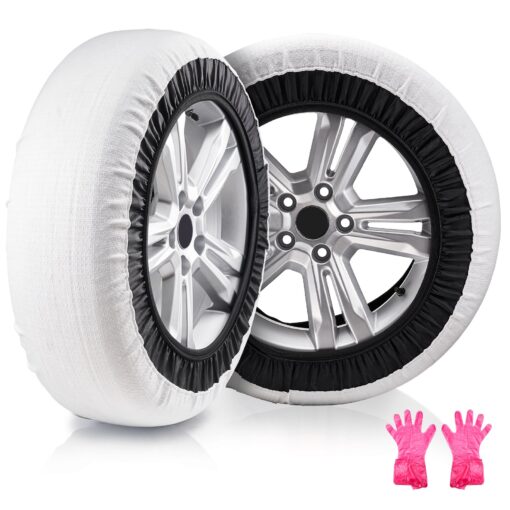 VEVOR 2PCS Large Snow Socks for Tires 40x44 cm 157x173 in High Density Polyester Anti Slip Traction Covers