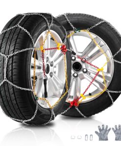 VEVOR 2PCS Heavy-Duty Manganese Alloy Steel Snow Tire Chains for Enhanced Traction - Compatible with Multiple Tire Sizes (245/60-15 to 235/55-18) - Silver