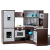 VEVOR Wooden Corner Kitchen Playset for Kids with Realistic Lights  Sounds