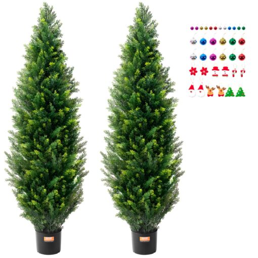 VEVOR 2 Pack 152 cm 60 inch Artificial Cedar Topiary Tree