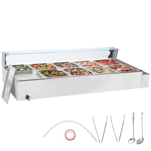 VEVOR Commercial Electric Food Warmer with Glass Shield