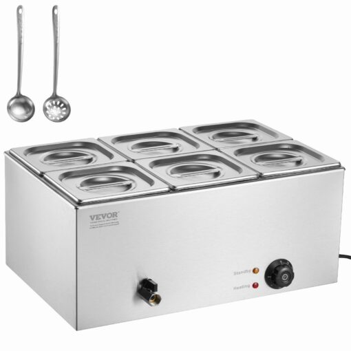 VEVOR Commercial Electric Food Warmer with 6 Pans