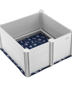 VEVOR PVC Suņu Dzemdību Kaste 98x98x46cm (38.6x38.6x18.1in) ar Drošības Sliedēm un Urīna Paliktni Kucēniem