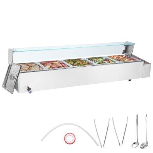 VEVOR Commercial Electric Buffet Food Warmer with Glass Shield