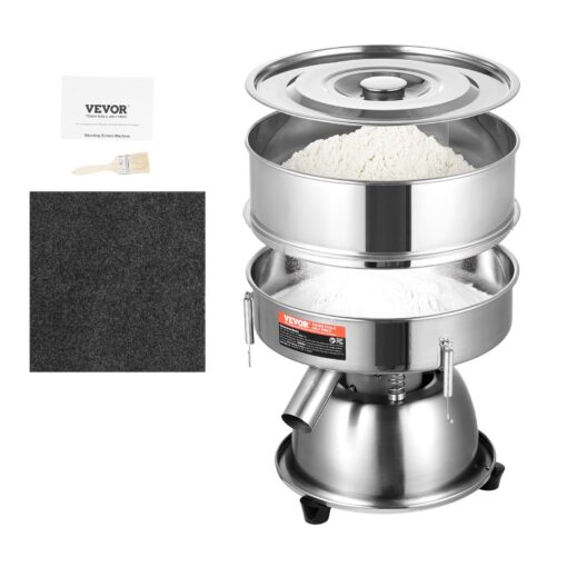 VEVOR 304 Stainless Steel Electric Vibrating Sieve Machine with 12 Mesh 17mm and 80 Mesh 018mm Sifter Shaker