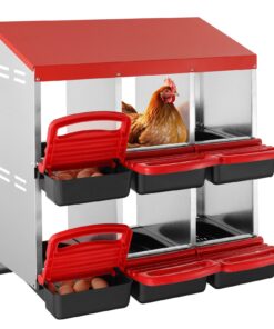 VEVOR 6-Compartment Chicken Nest Box - Durable Galvanized Steel and Plastic with Inclined Design
