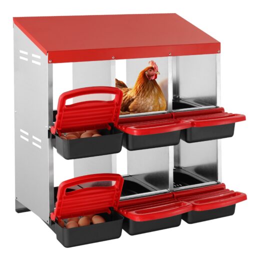 VEVOR 6 Compartment Chicken Nest Box Durable Galvanized Steel and Plastic with Inclined Design