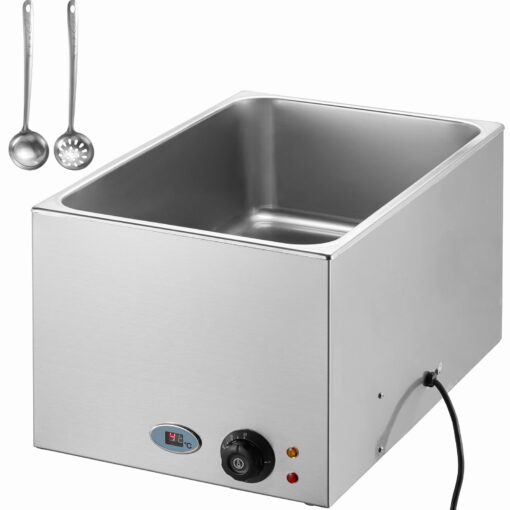 VEVOR 18L 19 Qt Commercial Electric Buffet Food Warmer 1200W Stainless Steel Bain Marie with Adjustable Temperature Control