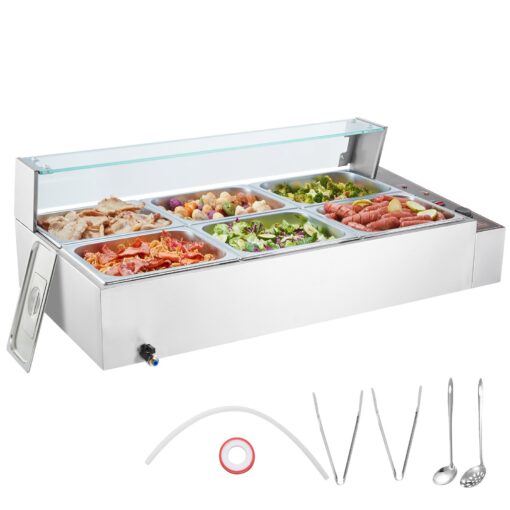 VEVOR Commercial Electric Food Warmer with Glass Shield