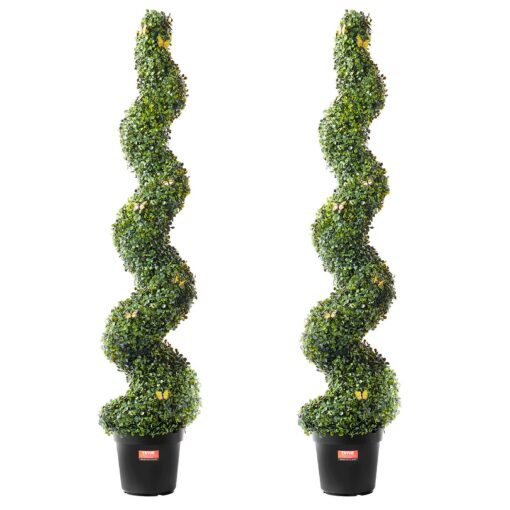 VEVOR 2 Pack 15 m 5 ft Artificial Boxwood Spiral Topiary Trees with UV Protection for Indoor and Outdoor Décor