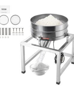 VEVOR Stainless Steel Electric Vibrating Sieve Machine with 40 Mesh (0.4 mm) and 100 Mesh (0.15 mm) Sifter