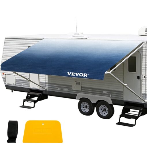VEVOR 172 ft 524 cm x 8 ft 240 cm Slate Blue RV Camper Trailer Vinyl Awning Replacement Fabric UV Water Resistant