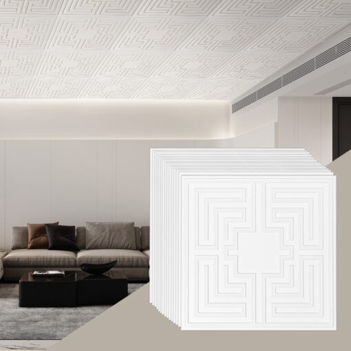 VEVOR 24 Pack 60 x 60 cm 24 x 24 in 3D Echo Pattern PVC Ceiling Tiles