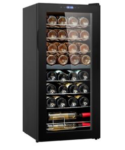 VEVOR 32-Bottle Wine Cooler with Dual Zone Temperature Control and LED Light