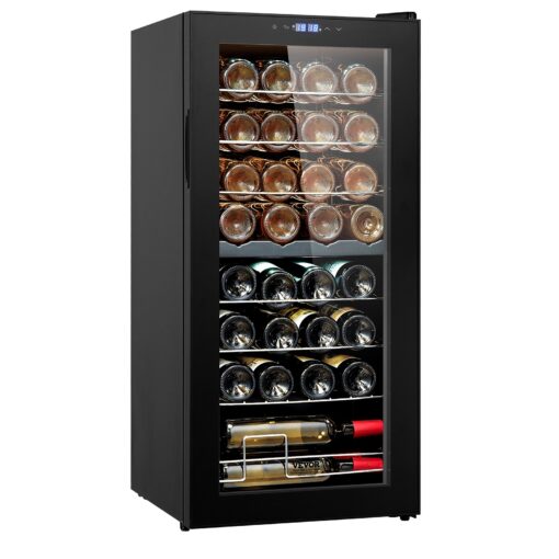 VEVOR 32 Bottle Wine Cooler with Dual Zone Temperature Control and LED Light