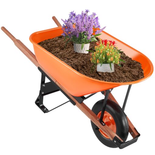 VEVOR Heavy Duty Garden Wheelbarrow Cart with Solid Foam Tire 330 lbs 150 kg Capacity