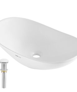 VEVOR Modern Ceramic Vessel Sink 59.2 x 36 cm Bathroom Vanity Bowl with 15.8 cm Deep Splash Guard