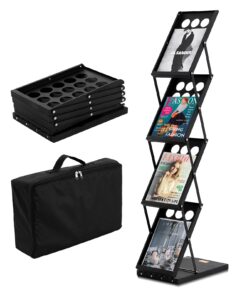 VEVOR Foldable Magazine Display Rack with 4 Pockets for A4 Brochures - Portable Metal Literature Stand