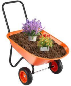 VEVOR Heavy-Duty Garden Wheelbarrow Cart with Dual 25 cm (10 inch) Solid Foam Wheels