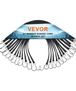 VEVOR 50 Pack Heavy Duty Flat Bungee Cord Set with S-Hook